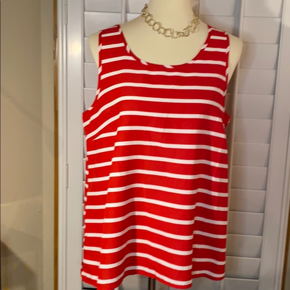 Sleeveless red white tank top, time& tru, LG